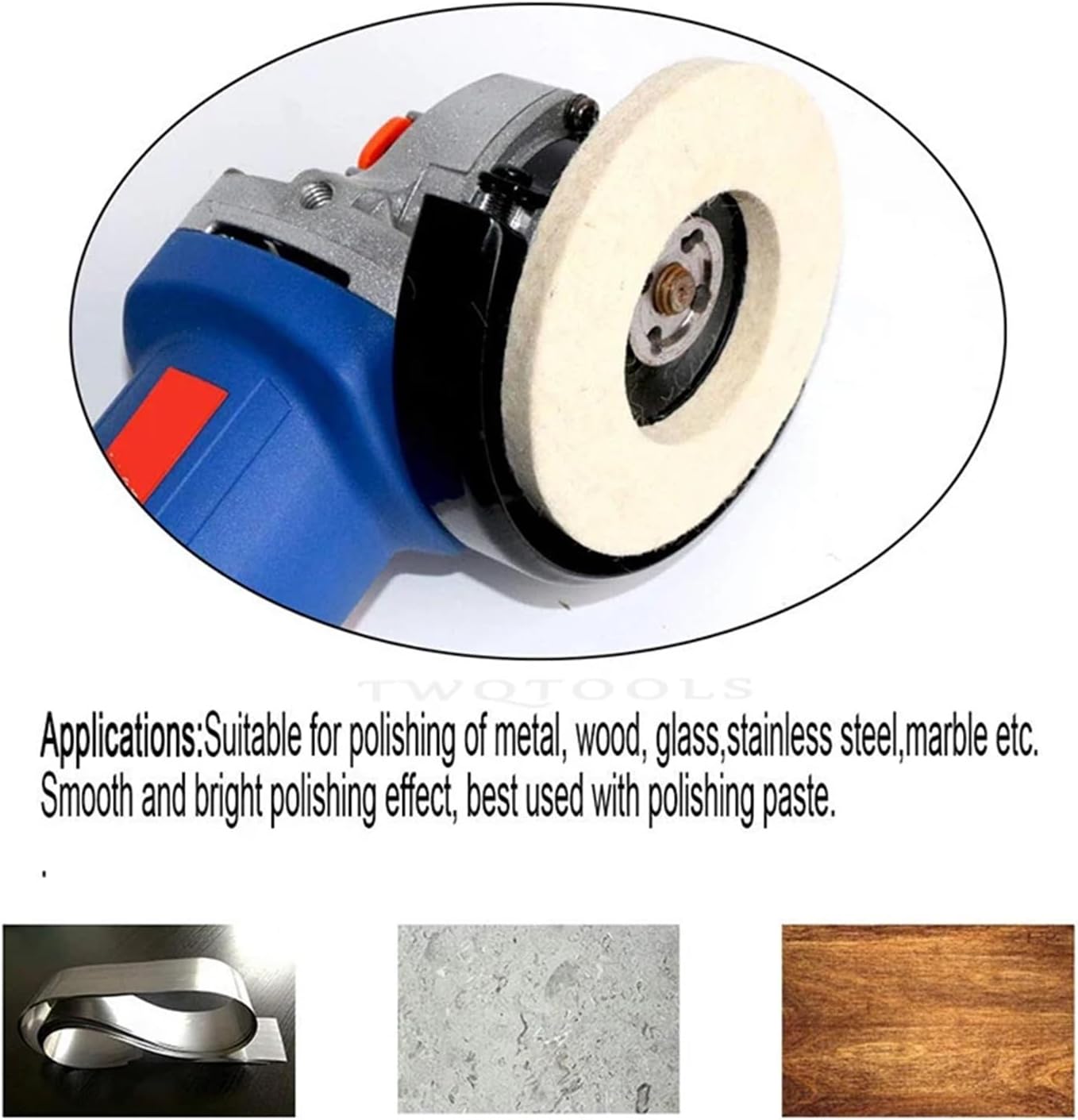4 Inch Wool Felt Polishing Disc Buffing Pads for Angle Grinder Cleaning Wheel for Metal 100mm X 16mm Abrasive Polishing Tool(10PCS)