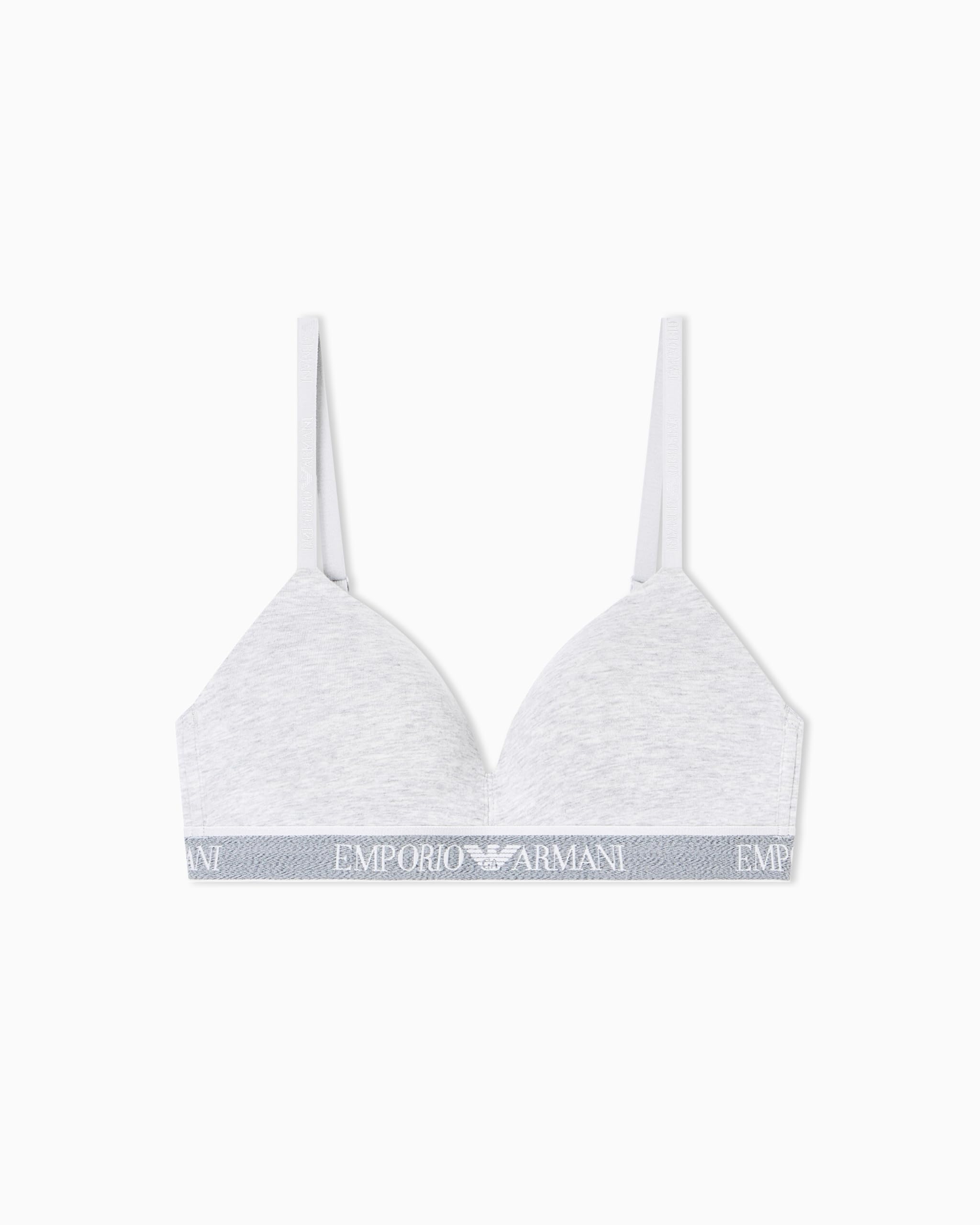 EMPORIO ARMANI Woman's Iconic Logoband Padded Triangle Bra Grey XS