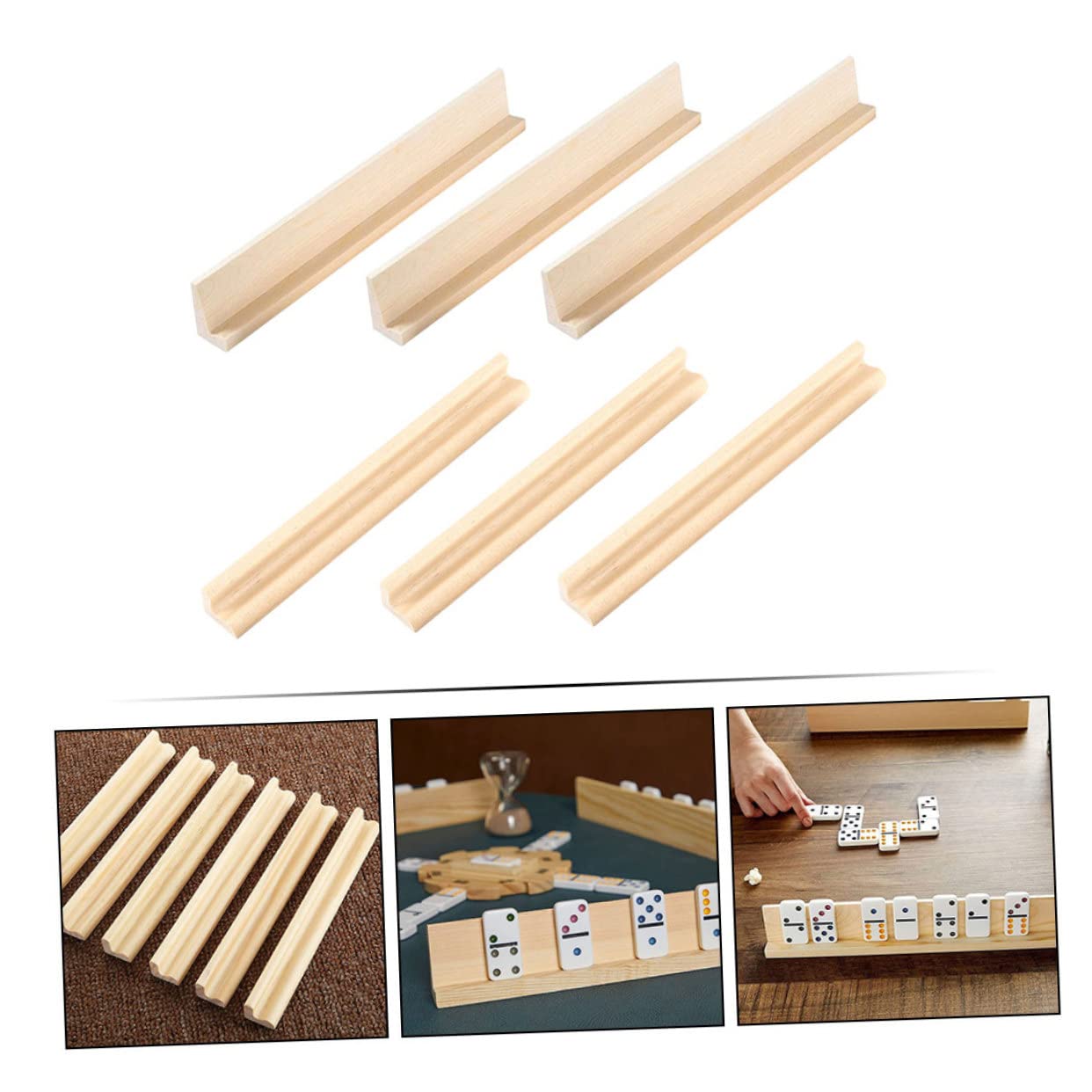 Soporte De Dominó De Madera 8 Piezas – Ideal Para Mahjong, Tren Mexicano Y Juegos De Mesa Familiares