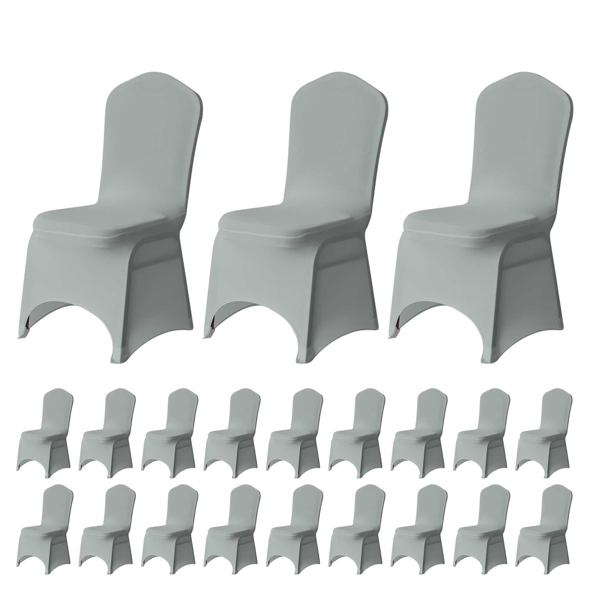 Trimming Shop Silver Chair Cover Spandex Polyester Stretch Fabric Dining Slipcovers Washable & Removable Protective Wedding Chair Covers For Banquets Ceremony & Hotel Dinner (, Pack Of 50)