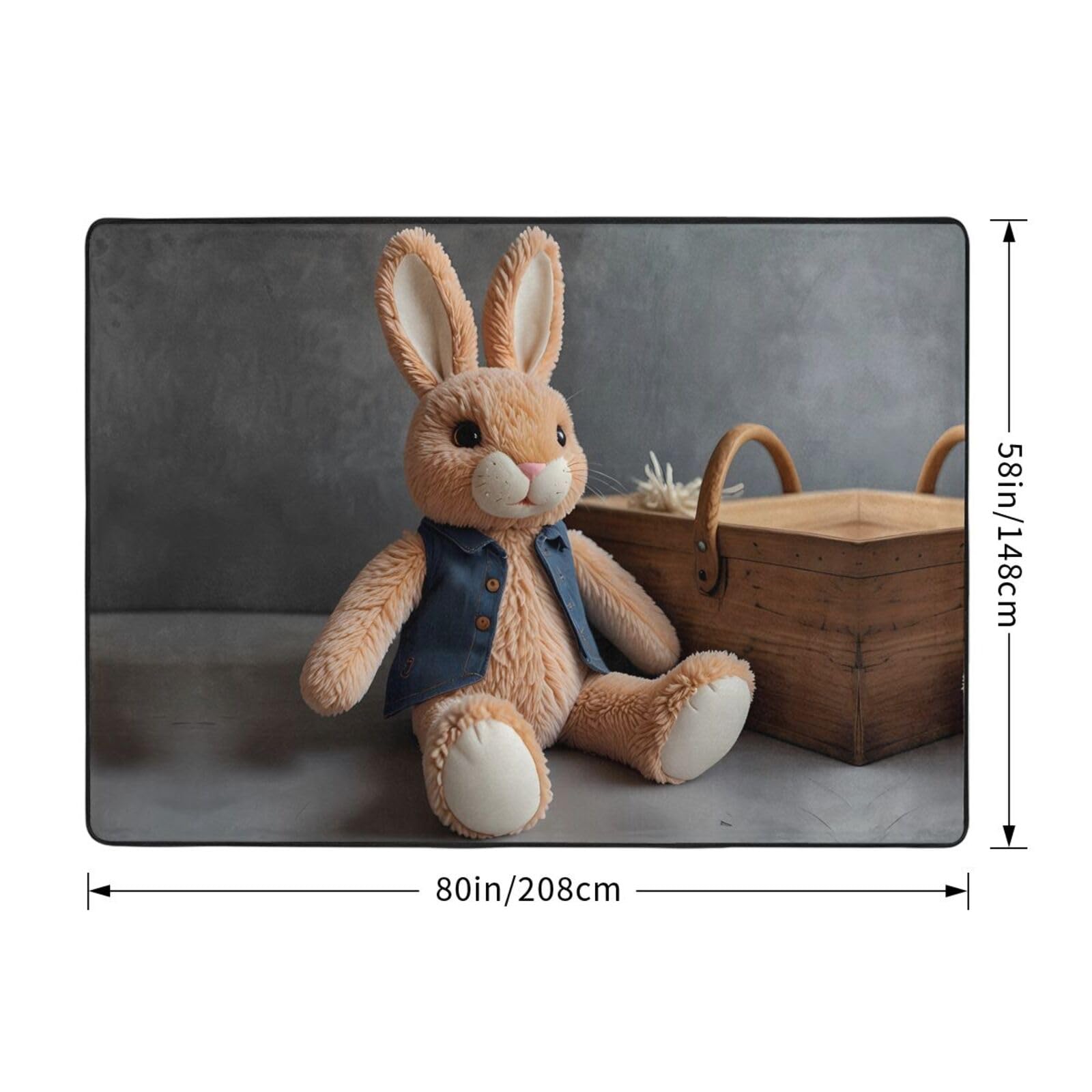Peluche coniglietto bambola pinting tappeto 203,2 x 147,3 cm, morbido e soffice pelo corto, adatto per soggiorno, ufficio, comodino, balcone