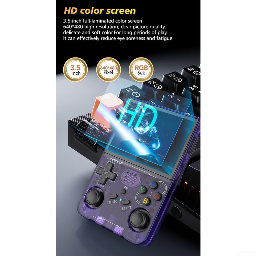 Console di gioco portatile retrò, R36XX con oltre 15.000 giochi schermo IPS da 3,5 pollici, divertimento portatile Open-Source-WiFi-Online-Multiplayer (A)