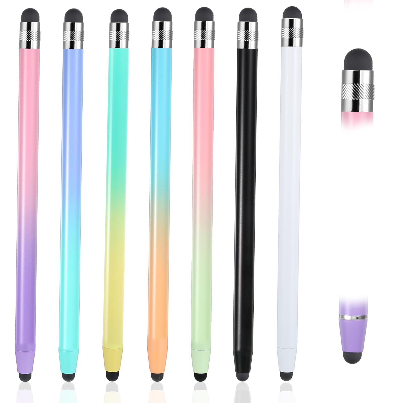 cobee 7 Pcs Stylus Pens, 2 in 1 Stylus Pen for Touchscreen Universal Tablet Pens High Sensitivity StylusPen with Double Rubber Tips High Precision StylusPen for Pad Tablets Smartphones Touch Screen