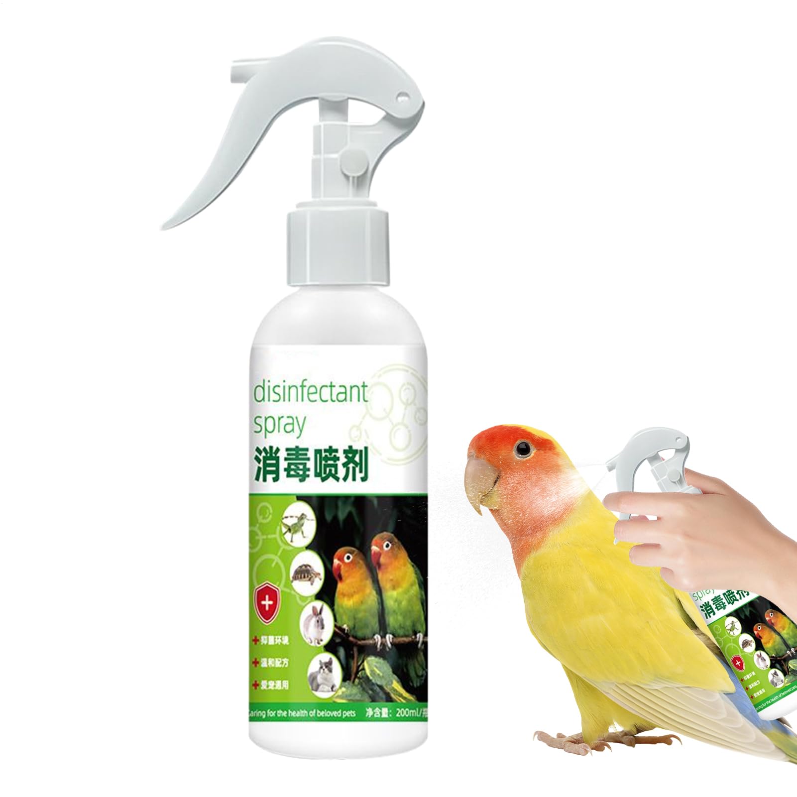 Haustier-Deodorierer, 200 ml, für Papageien, Barsch, erfrischender Nebel, für Papageien, Nymphensittiche, Kätzchen, Welpen, Käfig, Futterstangen, Boden, Urin, Urin, Urin, Haustierbereiche
