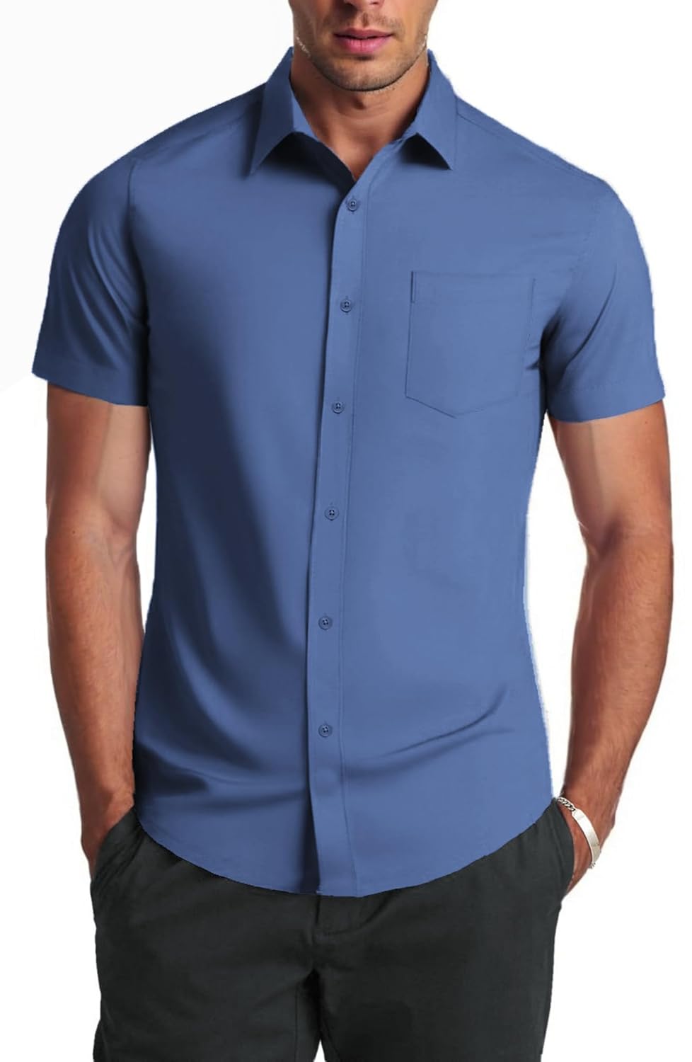 COOFANDY Camisa social masculina casual, de manga curta, negócios, casual, sem rugas, com bolsos em promoção! Veja a oferta e mais achadinhos de Camisas 7 Hoje é o melhor dia para comprar COOFANDY Camisa social masculina casual, de manga curta, negócios, casual, sem rugas, com bolsos com aquele preço maroto! Promoção! Aproveite a oferta! 7