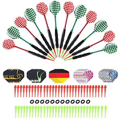 12 Dardos Punta Plastico para Diana Electrónica, Dardos Diana Electronica de Profesionales 18 Gramos con 60 Puntas y 12 O Ring