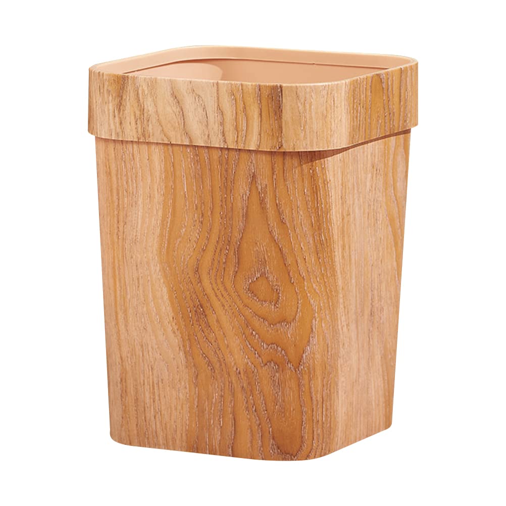 LUOZZY Wood Grain Trash Can Wastebasket Garbage Container Waste Bin for Bathrooms Powder Rooms Kitchen Home Offices - 12L