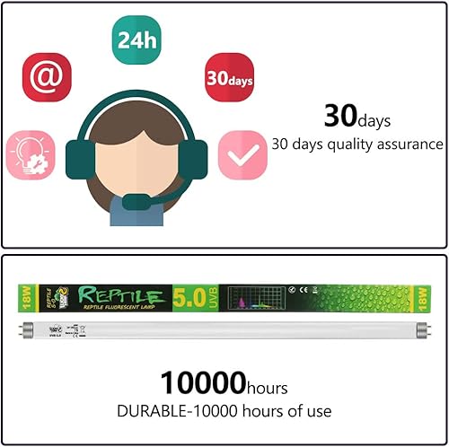 Miniatura 6 de LUCKY HERP 24inch 18W T8 UVB 5.0 Reptile Light, UVA UVB Bulb, lámpara fluorescente para reptiles anfibios