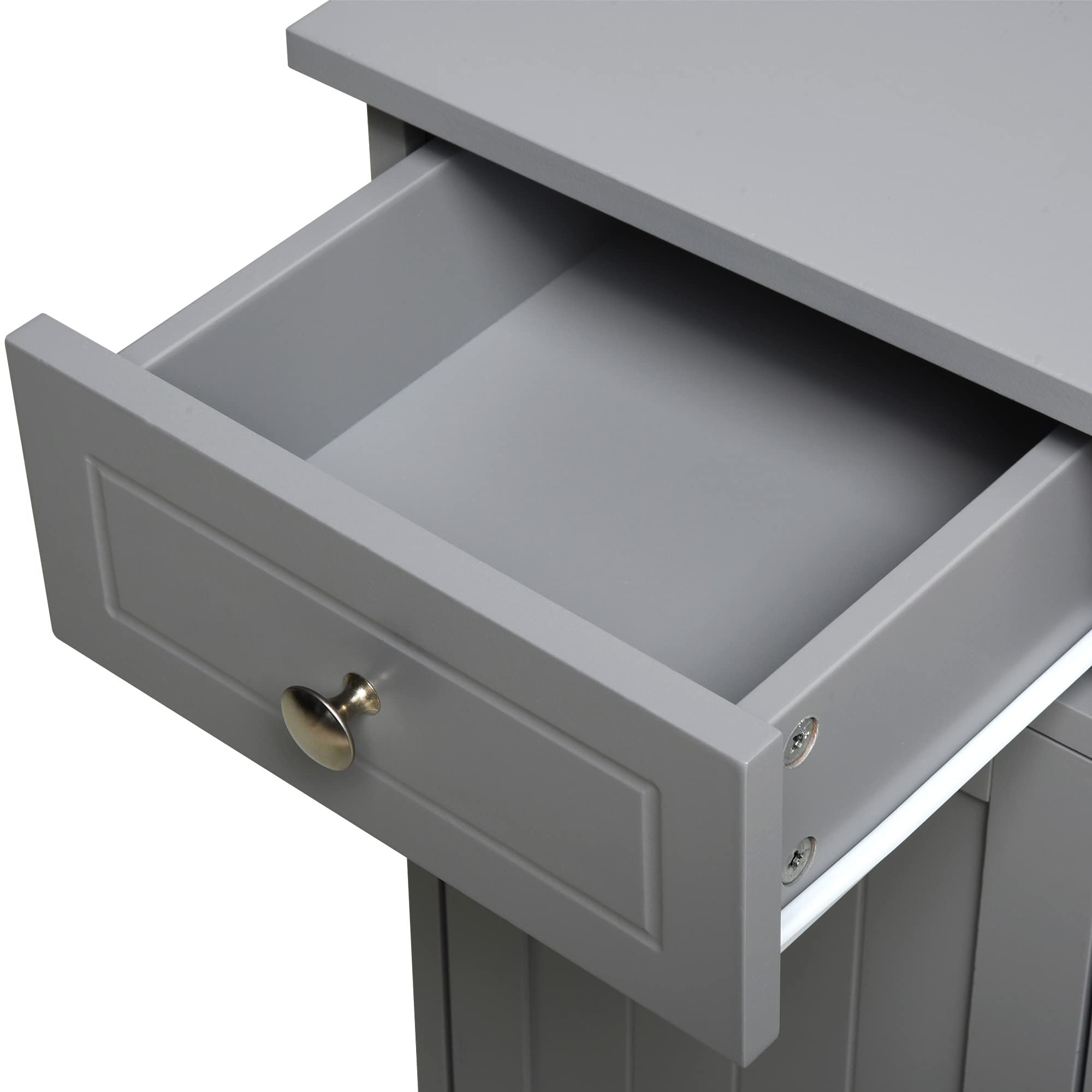 kleankin Meuble de Salle de Bain avec 2 Tiroirs 60 x 30 x 75 cm Gris | Meuble de Rangement avec Placard Double Porte, Étagère Réglable, Armoire Salle de Bain, Salon, Chambre