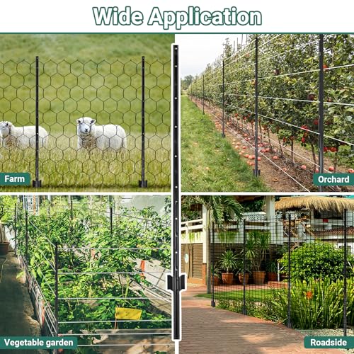 image for Toriexon Fence Posts 4.8 Feet - 16Pack, Heavy Duty Metal Fence Post wi