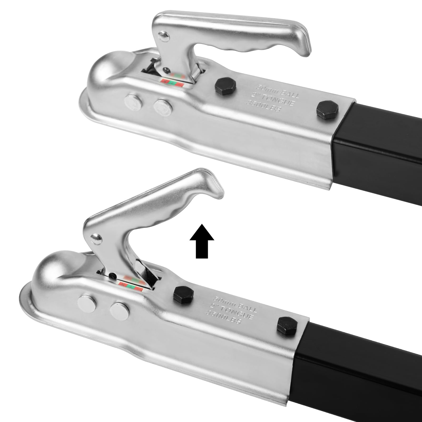 Barre de remorquage pour Voiture, Barre de remorquage 2 pièces | avec tête sphérique Φ50 mm, longueur de remorquage 2,35 m, force de traction maximale : 3500 kg, avec
