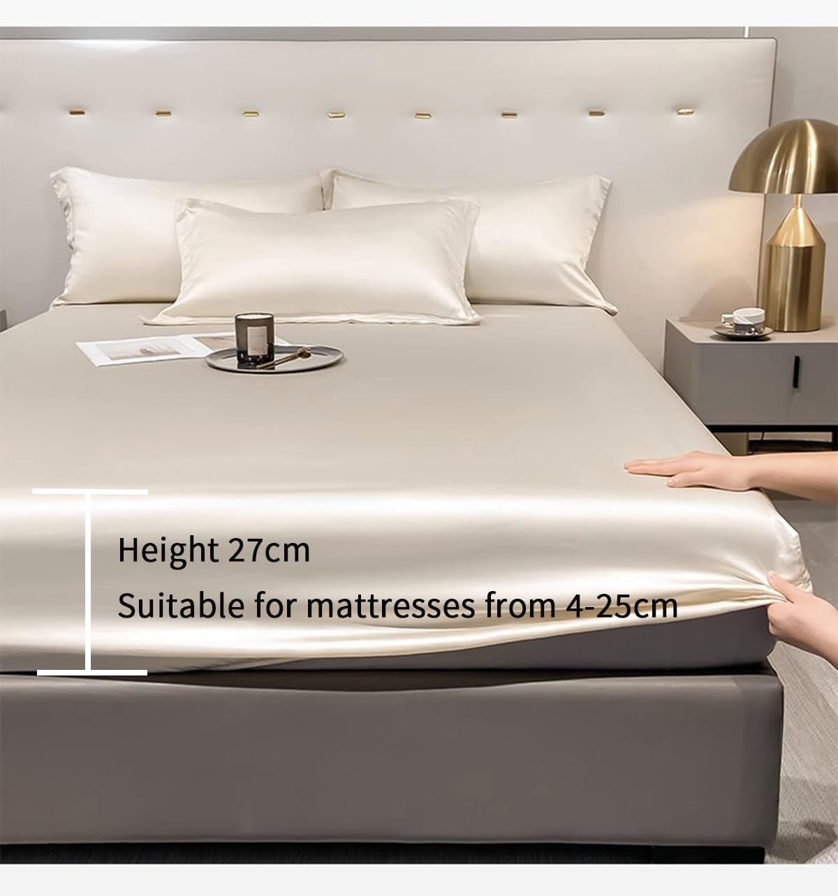Ensemble de draps unis 3 pièces Nancy 100 % coton. Lit 135/140 cm Blanc