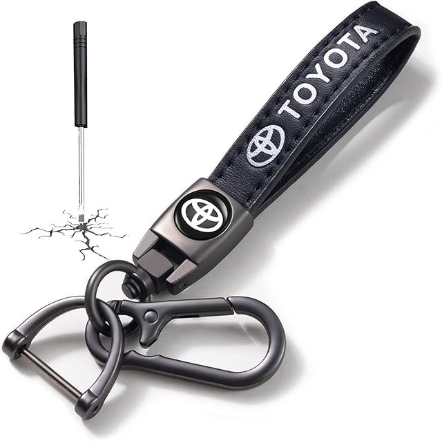SnailSweet for Toyota Keyring, Car keychain Replacement for Toyota Avalon Camry Prius Avalon Corolla RAV4 Highlander Leather Key Chain Keyring for Men and Women Car Accessories,Family Present, Black