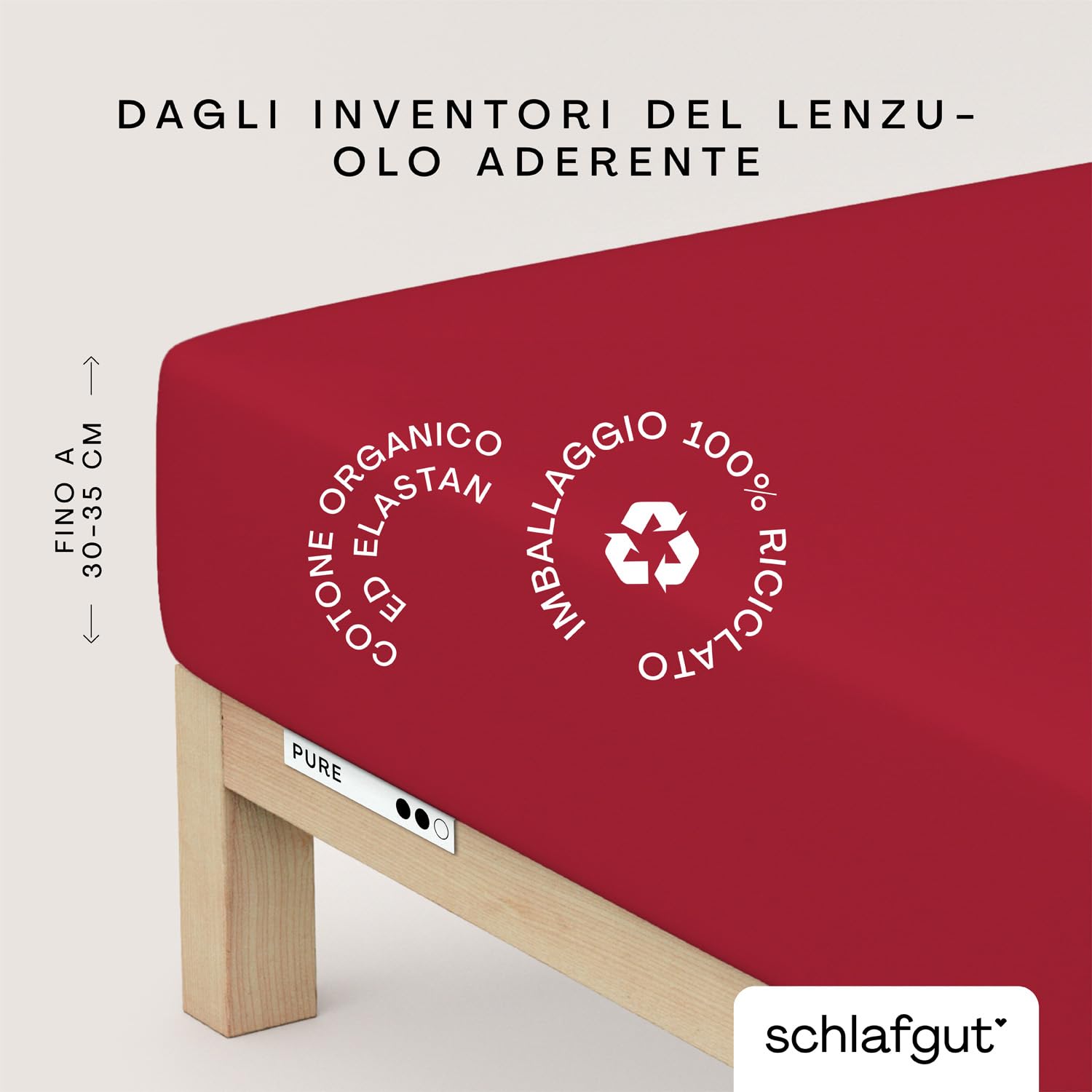 schlafgut Pure Lenzuolo con angoli da 90x190cm a 100x220cm, 95% morbido cotone organico e 5% elastanliscio e robusto (Yellow Light, S 90x190cm - 100x200cm