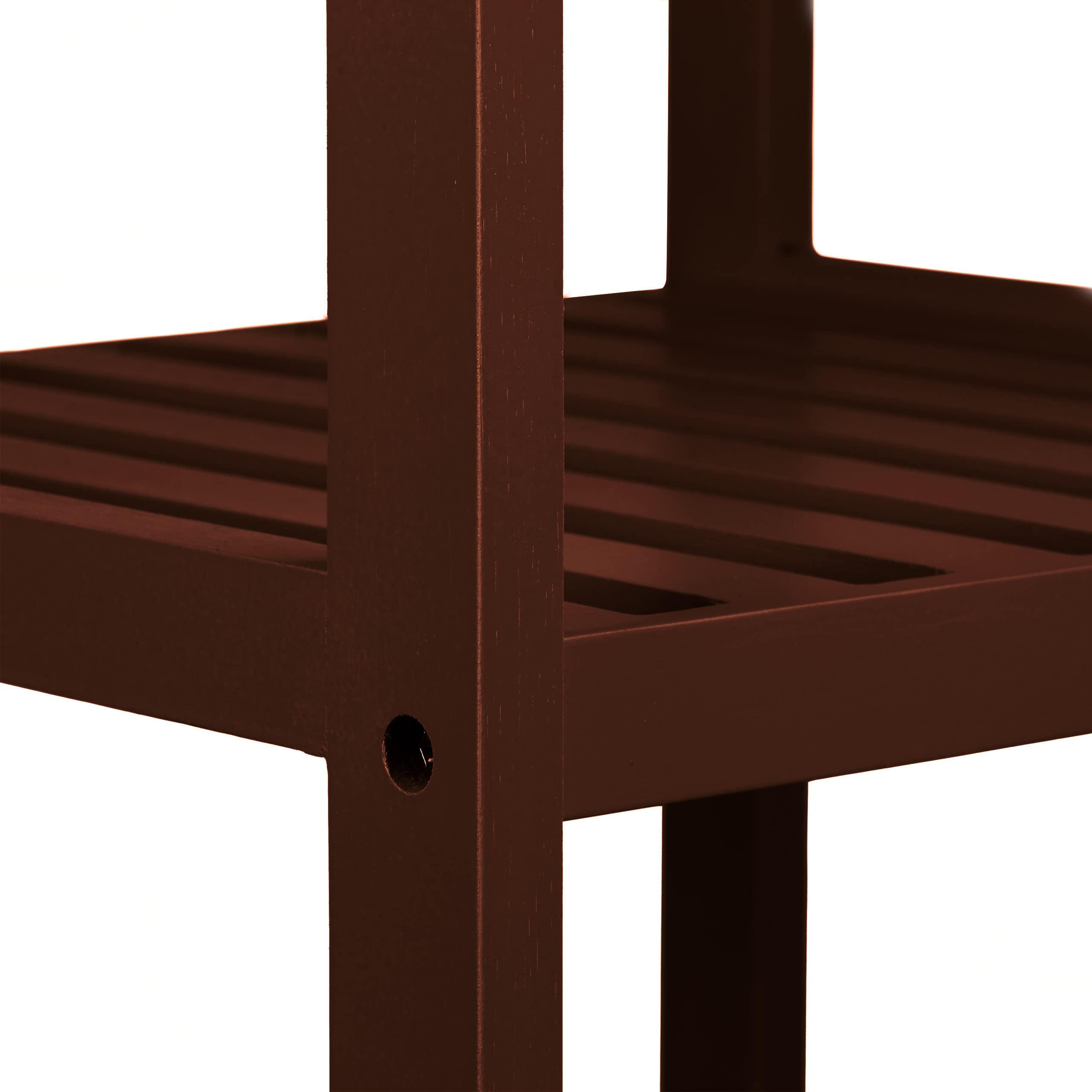 Relaxdays Bambus Badregal mit 5 Ablageflächen, HxBxT: 139,5 x 34,5 x 33 cm, hohes Standregal, Holzregal, Dunkelbraun