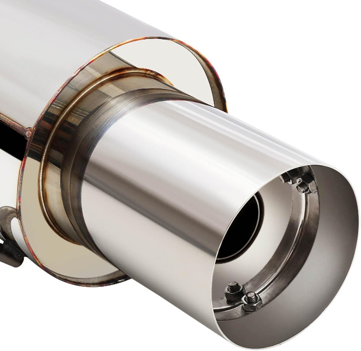 Auto Dynasty 4 Inches Dual Round Muffler Tip Catback Exhaust System Compatible with 2007-2008 Tiburon 2.7L V6, Stainless Steel