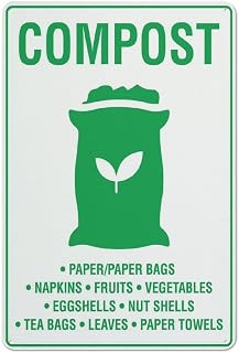 Compost Paper Paper Bags Sign Metal Sign 12 x 8 Inch – Home Kitchen Farm Garden Garage Wall Art
