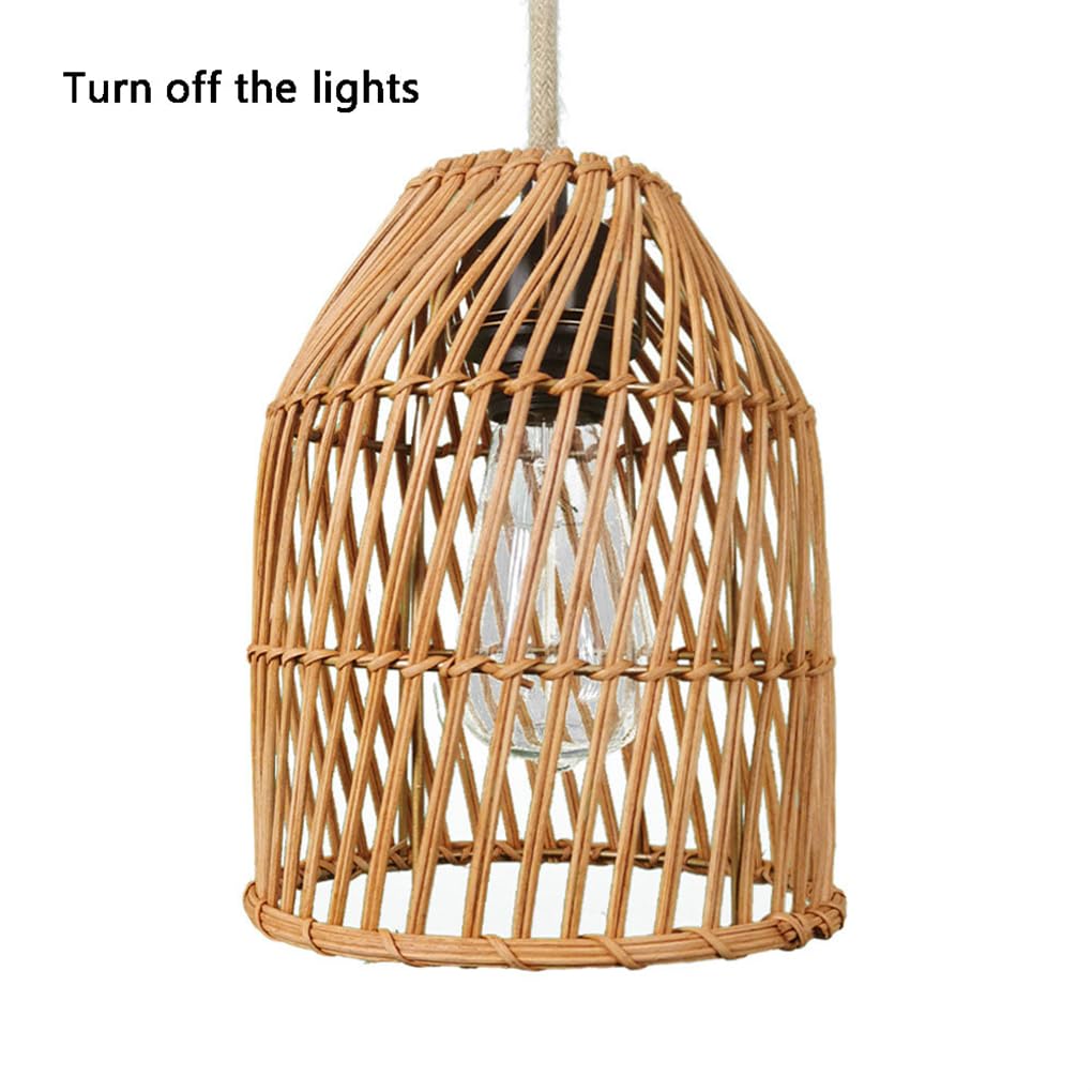 Lampy wiszące do sypialni E27 1 lekka lampa wisząca z ciepłym żółtym światłem. Klosz lampy rattanowej wykwintna lampa wisząca wiklinowa do jadalni
