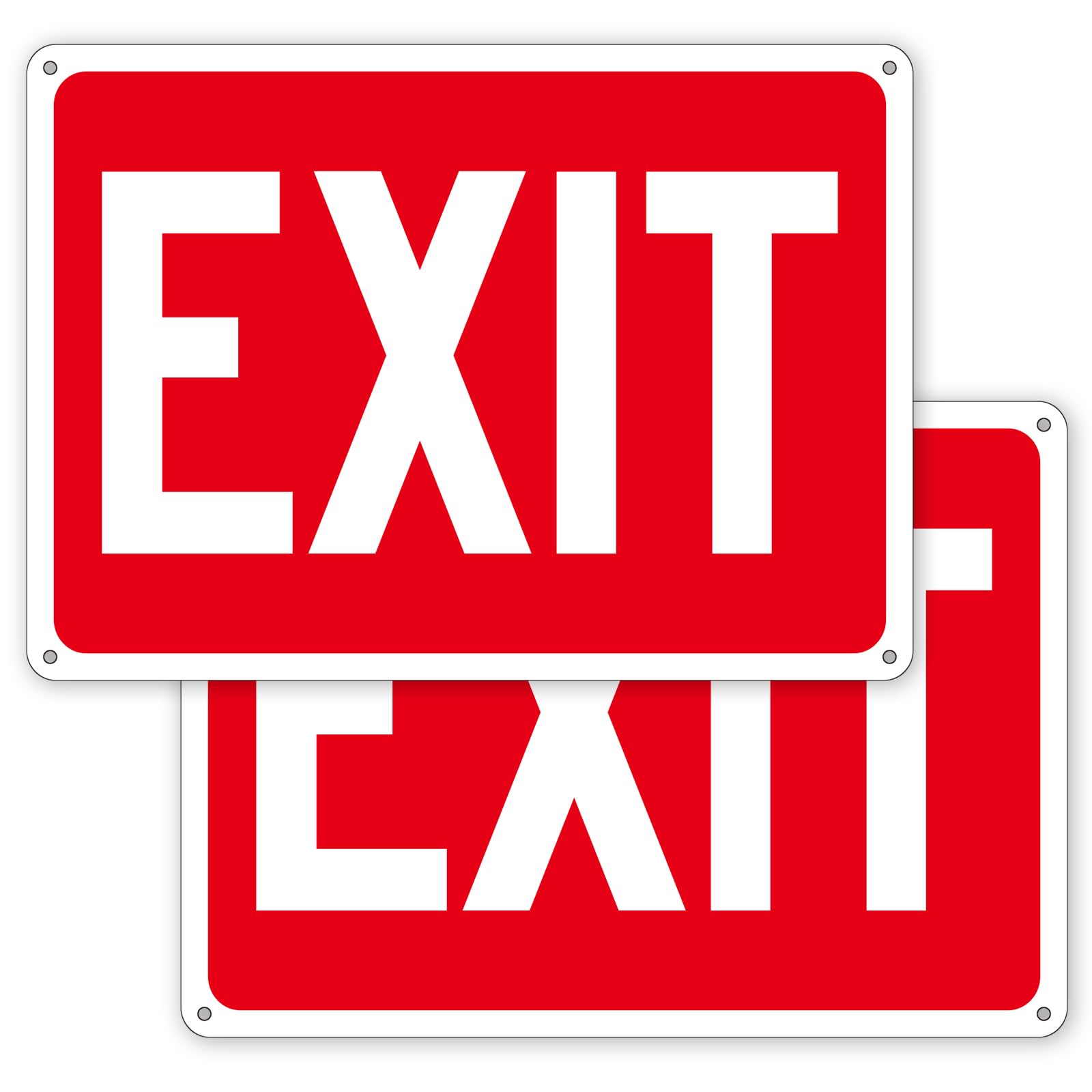 (2 Pack) Exit Signs, Aluminum Exit Sign with Red Background, Exit Signs for Door and Wall Mount - High Visibility Reflective Safety Sign, Easy to