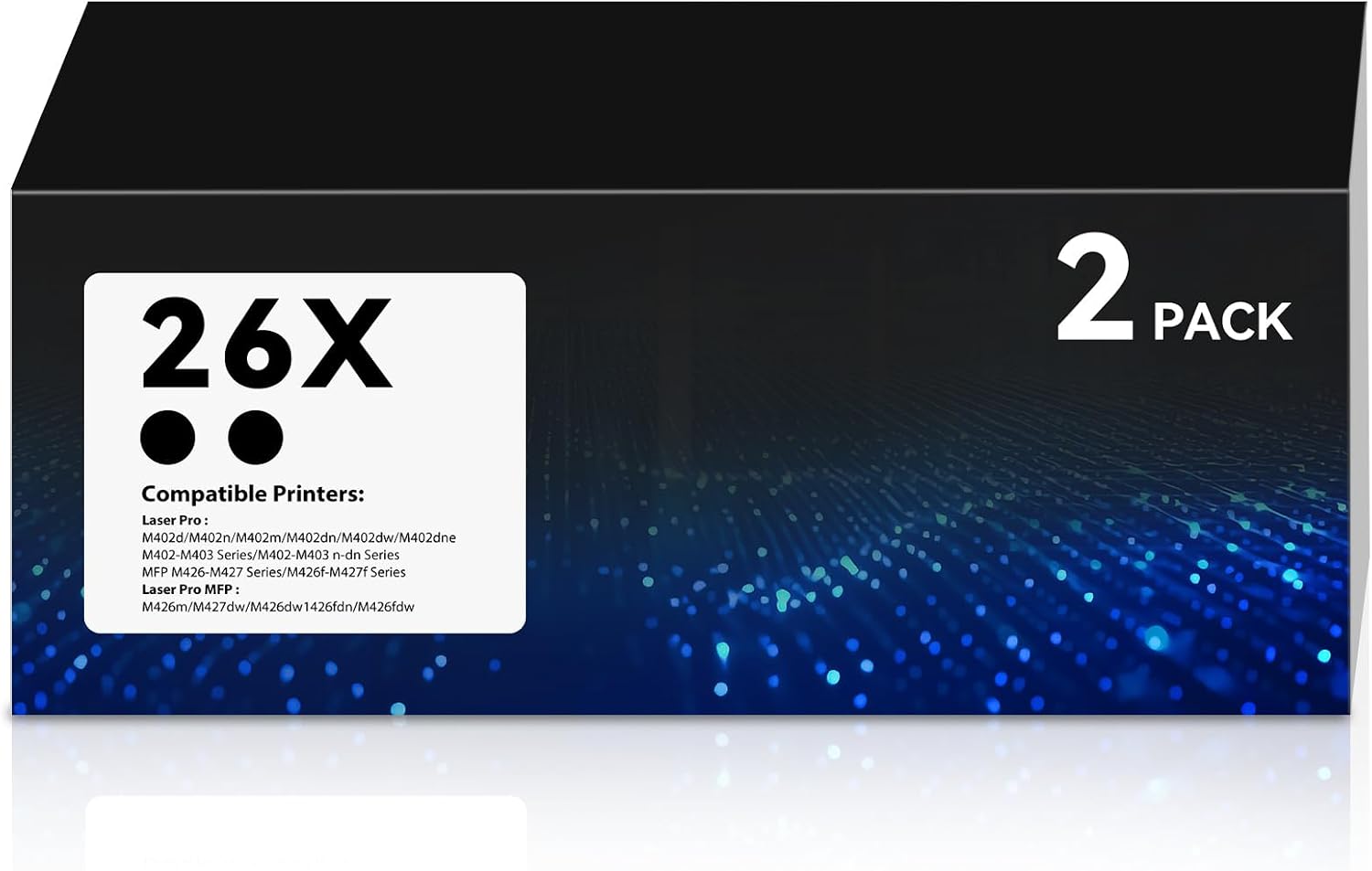26X CF226X Black Toner 2-Pack Pro M402n M426fdw Replacement for HP 26A 26X CF226X CF226A Black Toner Cartridges with Chip for LaserJet Pro M402n M426fdw M402dn M402dw M402m MFP M427dw M426dw M426fdn