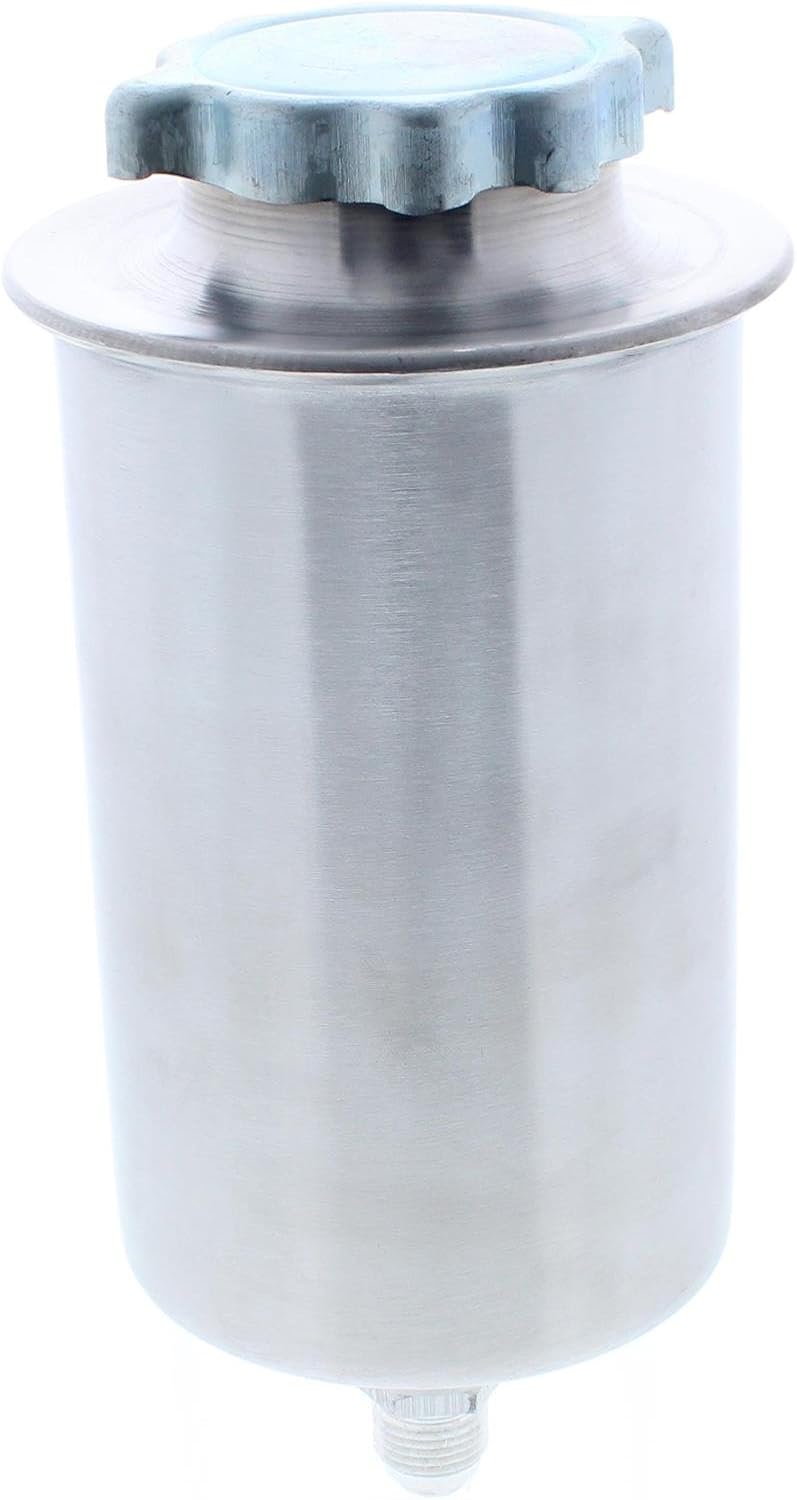 Speedway Motors Vertical Power Steering Reservoir Tank with AN6 Return and AN8 Outlet, Remote-Mount Aluminum Fluid Tank with Vented Cap for High-Performance Steering Systems