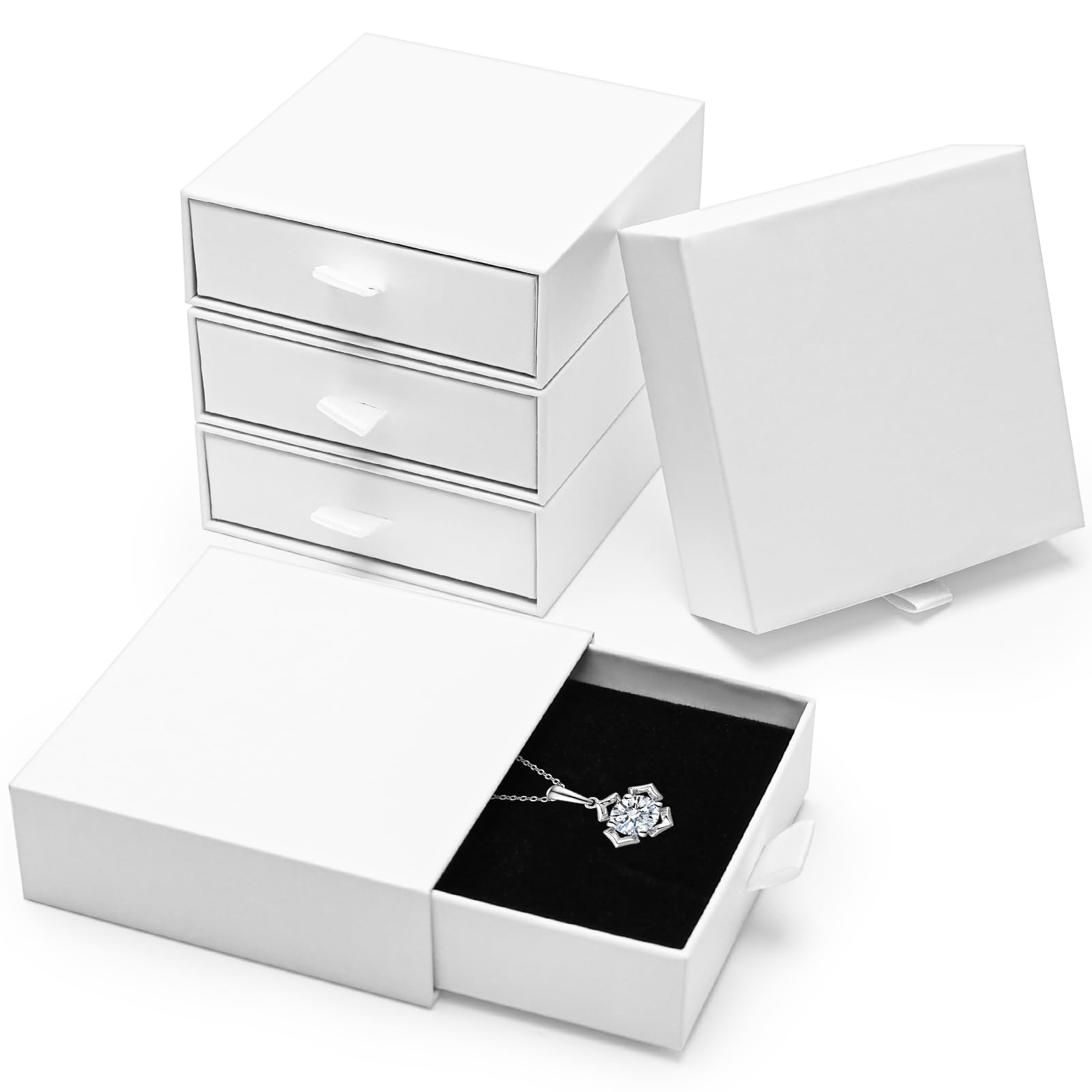 Mirgrmle Jewelry Box, 5Pcs Jewelry Boxes for Women 3.5×3.5x1.18 Inch Jewelry Gift Box, Cardboard Jewelry Gift Necklace Ring Earring Jewelry Box (White