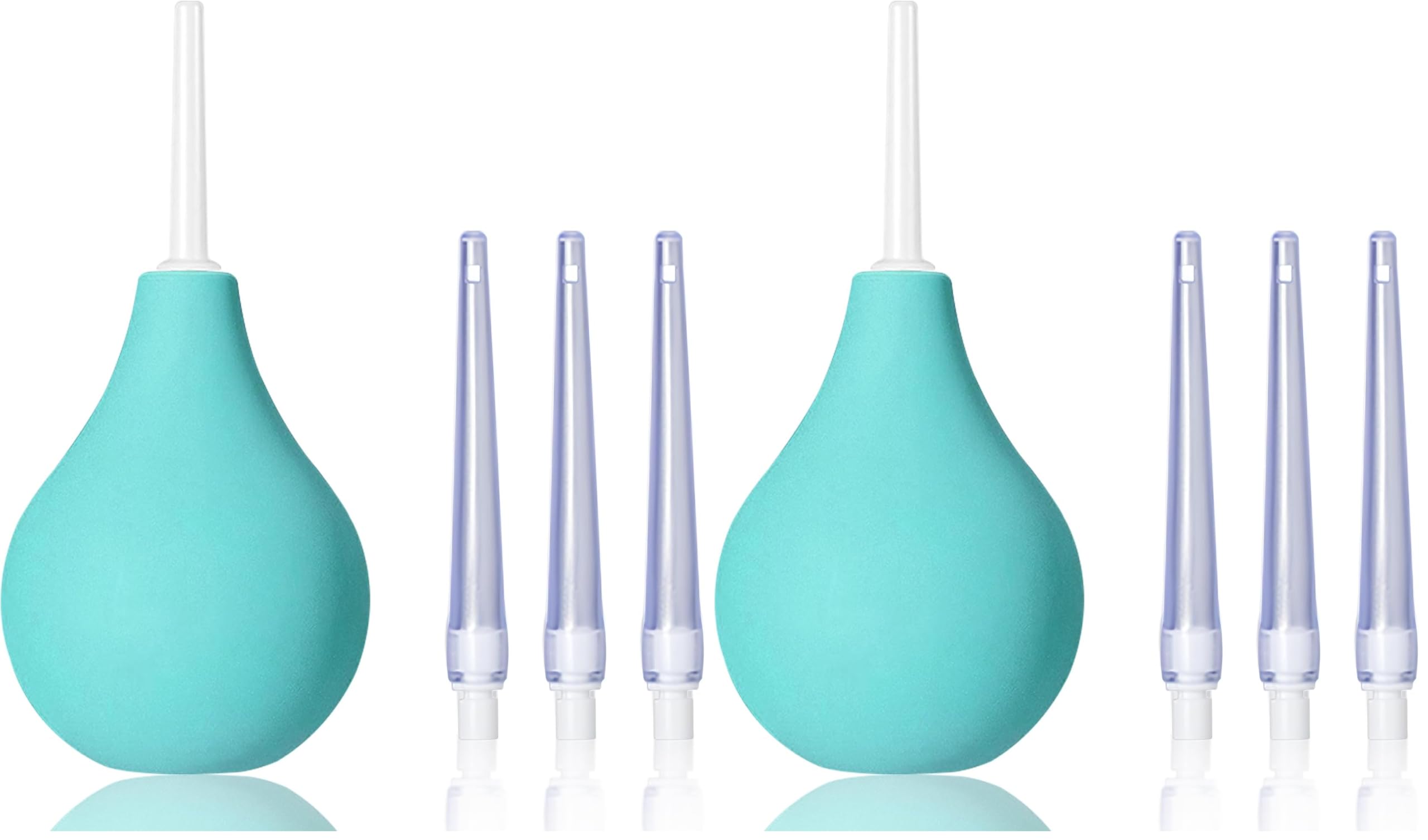 TopQuaFocus 8oz Enema Bulb Kit Anal and Vaginal Douche Bulb for Men Flushing System Enemas Silicone Bulb 4 Replaceable Tips (Green, 224ml) (Pack of 2)