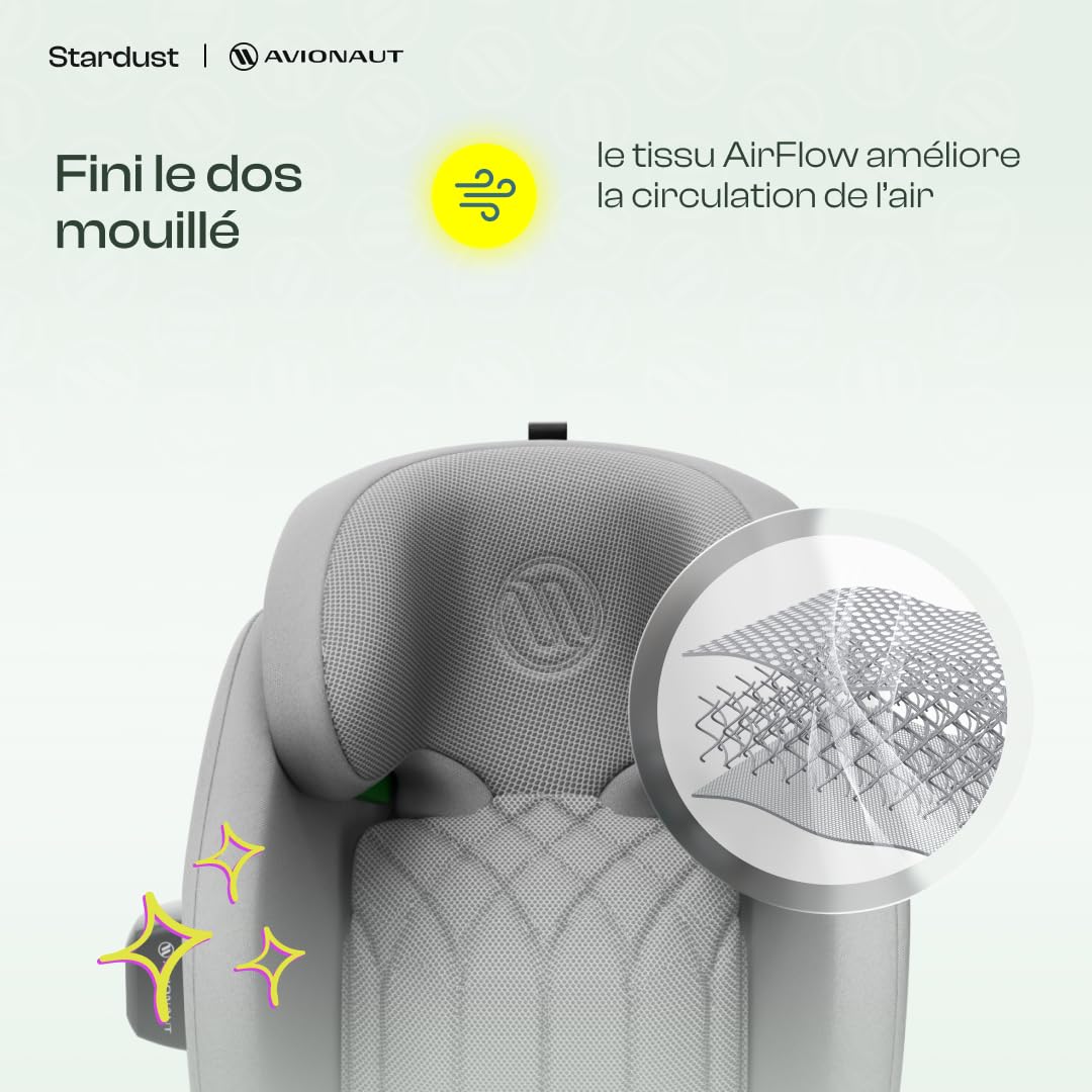 Avionaut Stardust 360° testé par ADAC, Siège auto enfant pivotant Groupe 1/2/3 61-150 cm | I-Size, installation dos et face à la route, inclinable, respirant – de la naissance à 12 ans