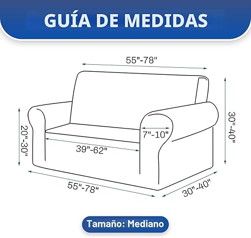 Miniatura 5 de KEKUOU - Funda elástica para sofá biplaza, fundas para sofá de 2 cojines (de 55 a 79 pulgadas), protector de muebles con parte inferior elástica