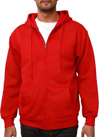 Mens Full Zip Hoodie Fleece Long Sleeve Hooded Sweatshirt Pullover Men Lightweight Athletic Hoodies