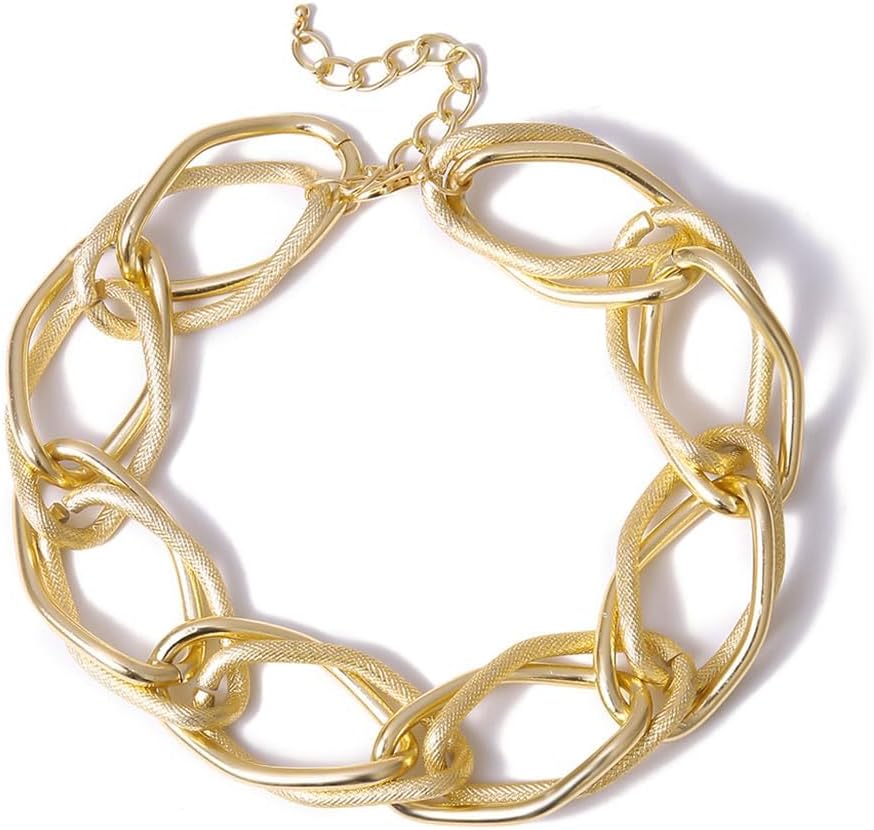 TERRIFITERRIFI Gold Chunky Choker Necklace, Chunky Choker Necklace for Women, 18K Gold Chain Necklace Costume Accessory for Women Girls, Necklace Jewelry Gifts