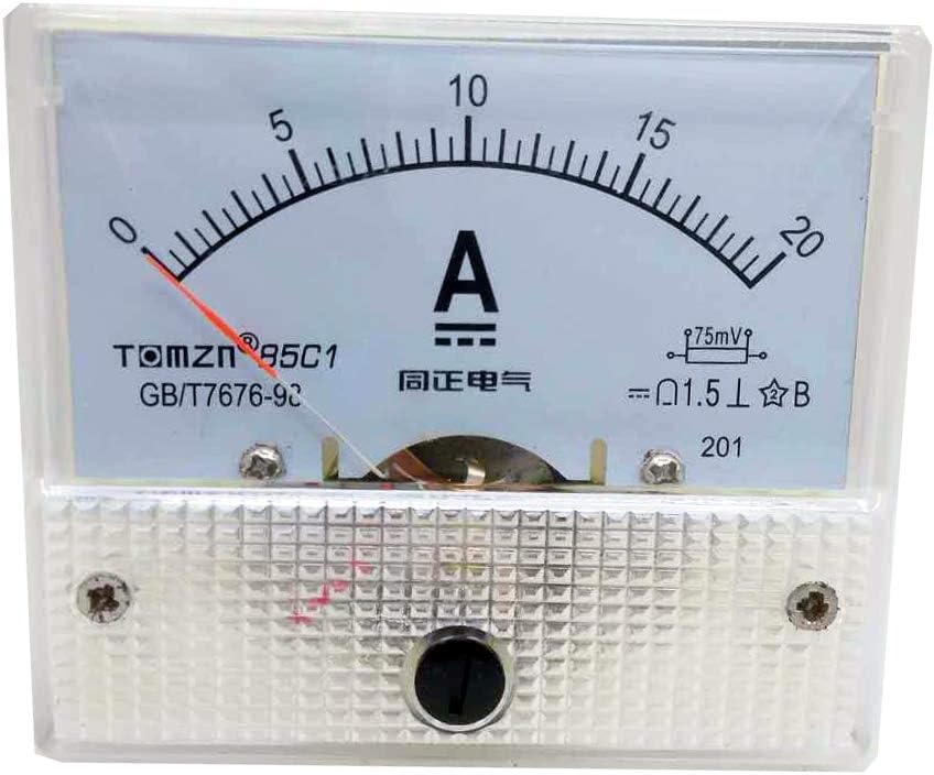 YXQ 0-20A Analog Current Panel 85C1-A Amp Ammeter Gauge Meter 2.5 Accuracy 75mV for Auto Circuit Measurement Tester (DC 20A)