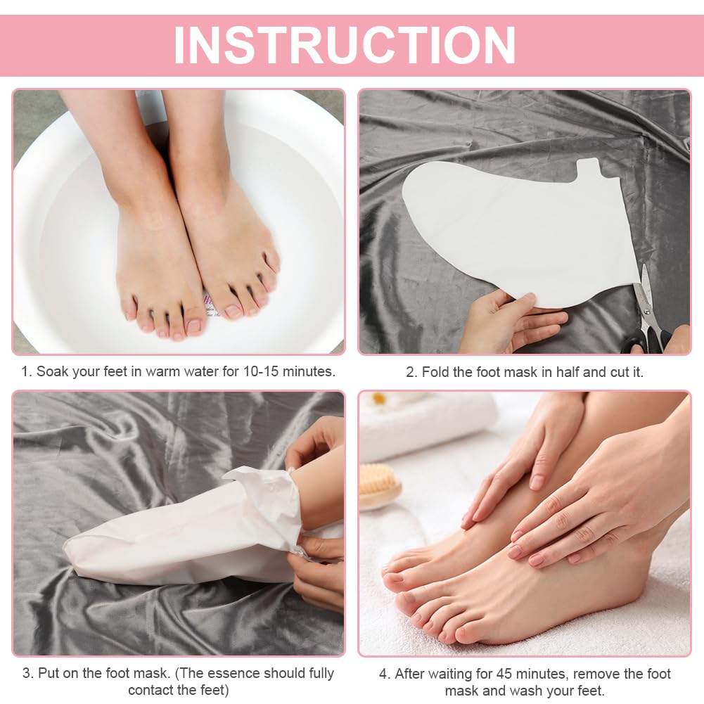 Masque Pieds Peeling Exfoliant, 4 Paires Masque Pieds Hydratant Exfoliant Saveur Rose, Masque Peeling pour les Pieds, Chaussette Exfoliante, pour Nourrissant Callosités, Crevasses et Pieds Secs