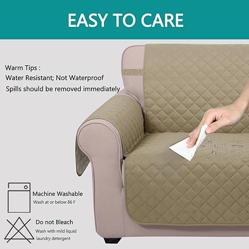 Miniatura 5 de U-NICE HOME Funda para sofá de 4 plazas, 91 pulgadas, reversible, con correas elásticas, resistente al agua, para proteger muebles contra mascotas o