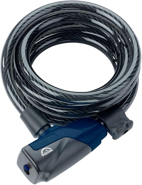Squire Locks Heavy Duty Bikelock (Kilda 10/1800) - Tough Drive Cylinder Cable Lock - Weatherproof Armoured Steel Bike Lock with Key - Flexible, Tamper Proof Cable Lock for All Purpose Use (1800 mm)