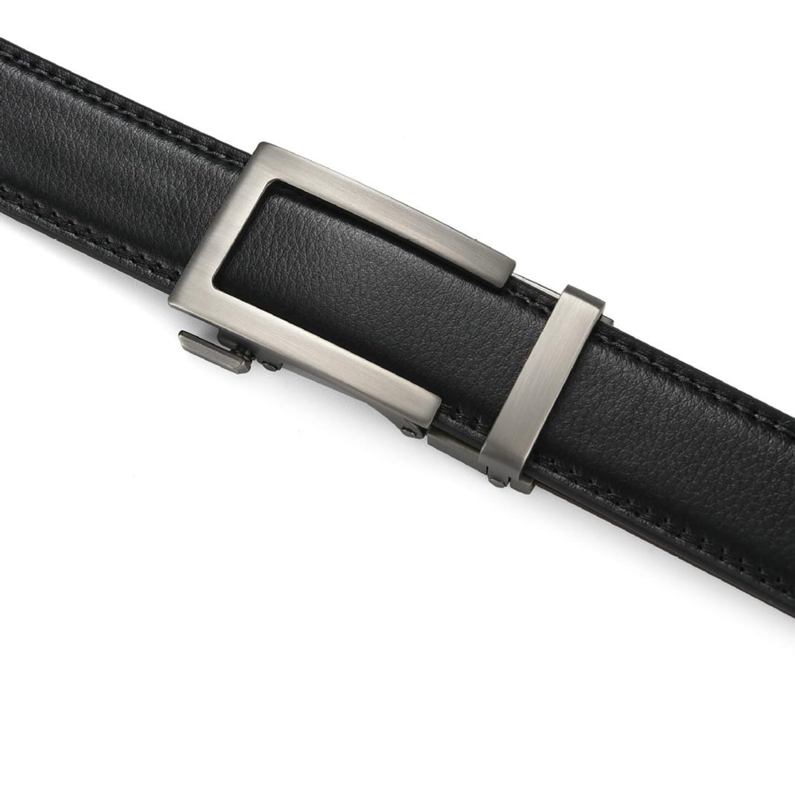 Cintura Uomo Cintura di Fibbia Automatica in Pelle Vera da Uomo - Elegante Cintura Casual E Formale per Abiti, Jeans, Pantaloni - Design Classico Regolabile-argento-grigio-125 Cm