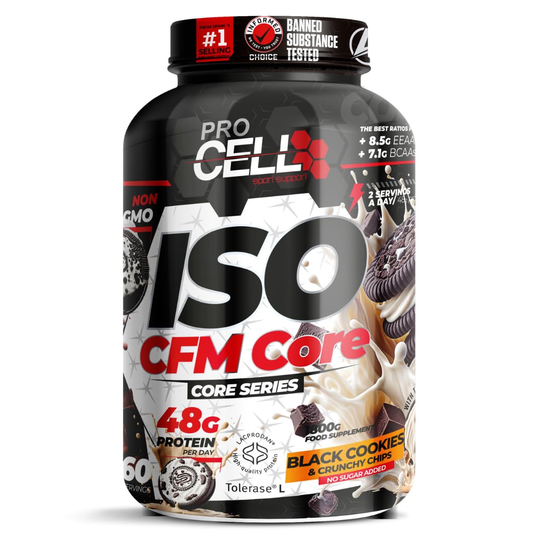 ProCell Proteína Isolada De Suero 100% Pura (1,8 kg, Black Cookies) Proteina en Polvo De fácil Digestión Aumento y Recuperación muscular Bajo en Hidratos y Grasas Añadido de aminoácidos