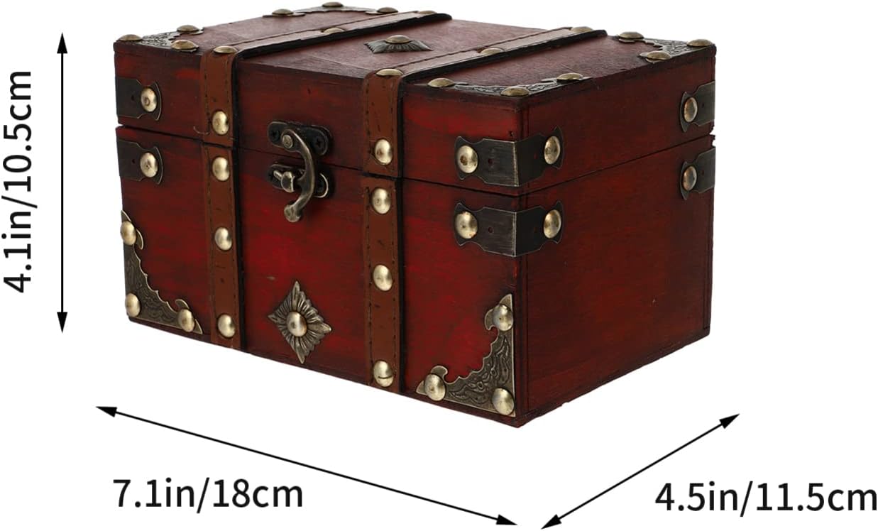 VOSAREA Vintage Wooden Treasure Chest Boxes: Antique Small Decorative Trunks image 3