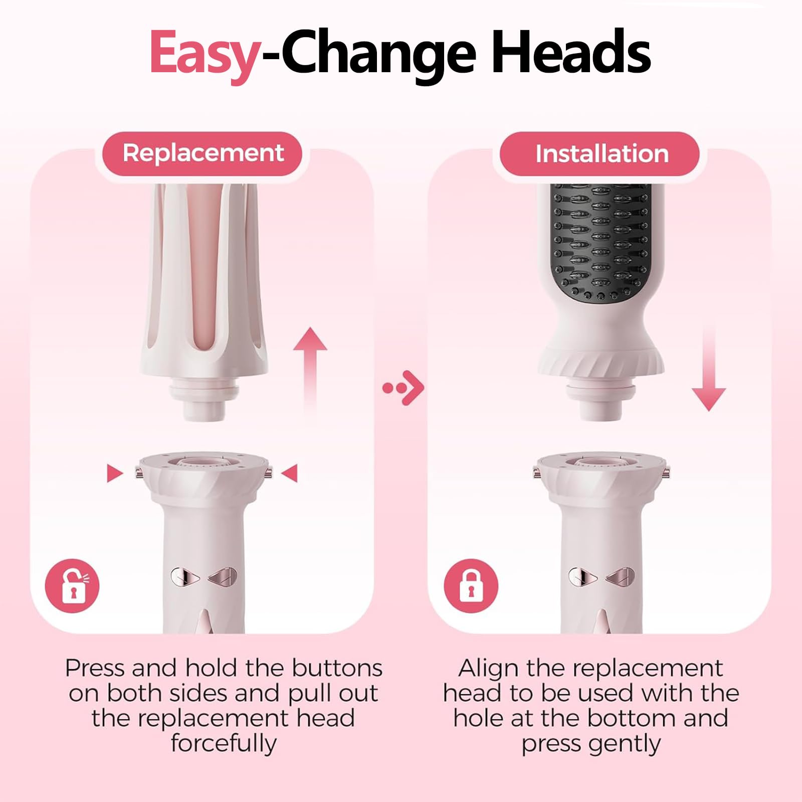 Rizador de Pelo Automático 3 en 1 Rosa - Recubrimiento de Cerámica Hielo, Calentamiento Rápido 30s, 5 Temperaturas (160°C-200°C), Apagado Automático 40min, Alerta Sonora, color rosa