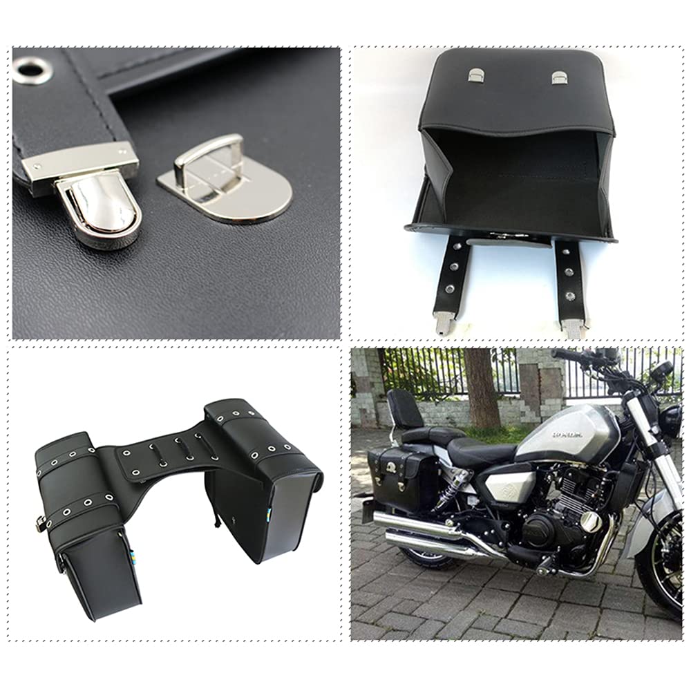 Sacoche de Selle de Moto Grand Volume en Cuir Noir imperméable et crème Solaire, Sac de Cavalier de croiseur modifié, Sac Universel