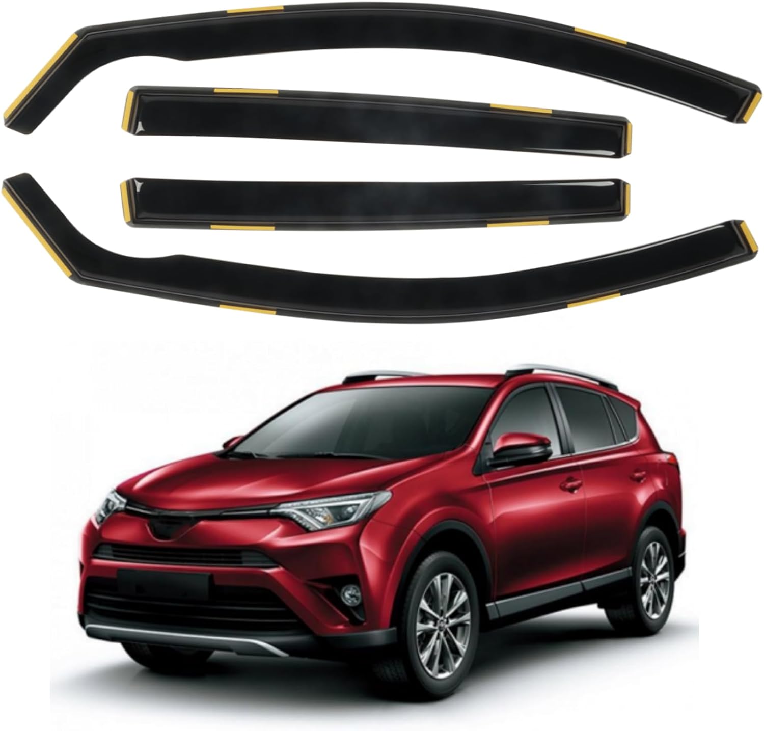 4 PCS in-Channel Window Rain Guards Fit for 2013-2018 Toyota RAV4, Smoke Tinted Vent Window Visors, Side Window Deflectors, Sun Visors Vent Shade, 2013 2014 2015 2016 2017 2018 For 2013-2018 RAV4 in Channel