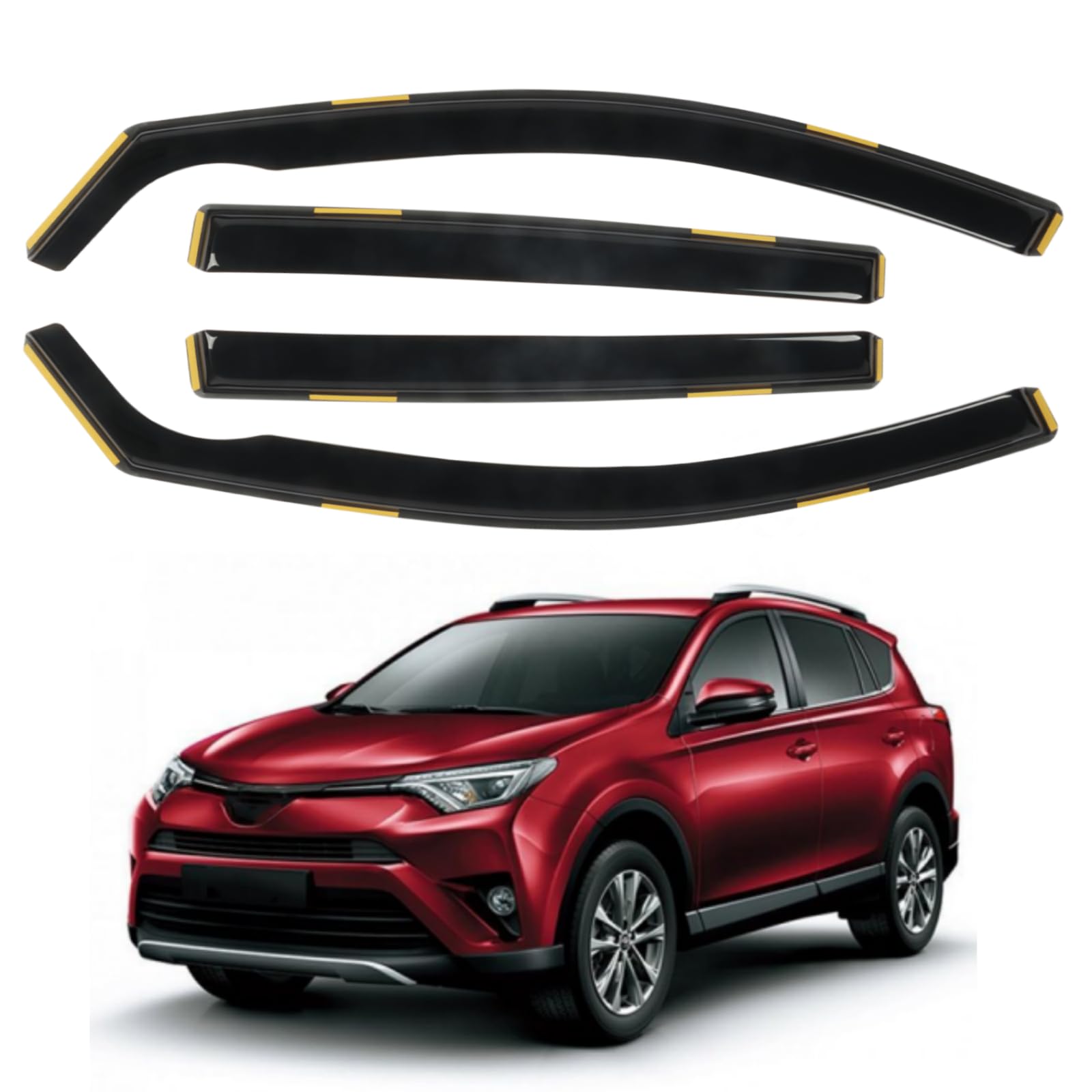 4pcs In-Channel Window Rain Guards Fit for Toyota RAV4 2013-2018 Smoke Tinted Vent Window Visors Side Window Deflectors Vent Screens 2013