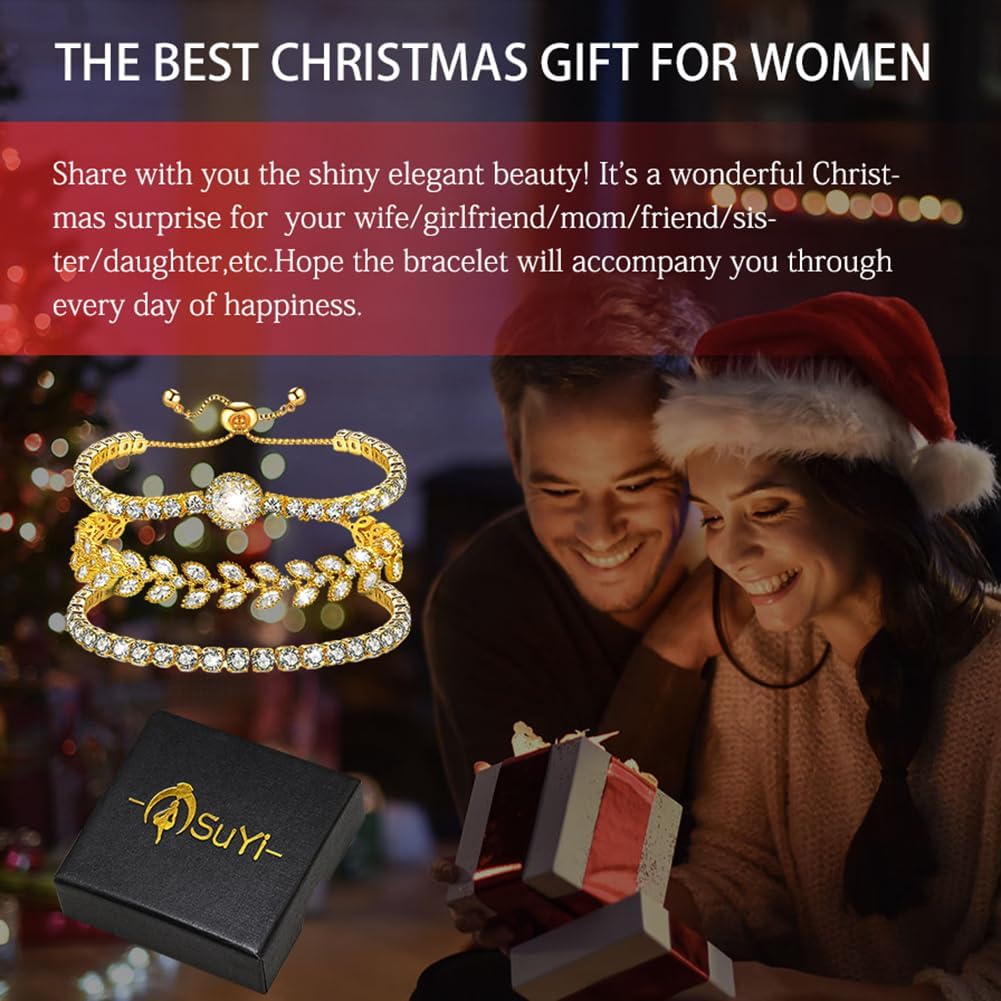 Suyi Tennis Bracelet Cubic Zirconia Bracelet Gold/Silver Plated Bracelets for Women - Image 7