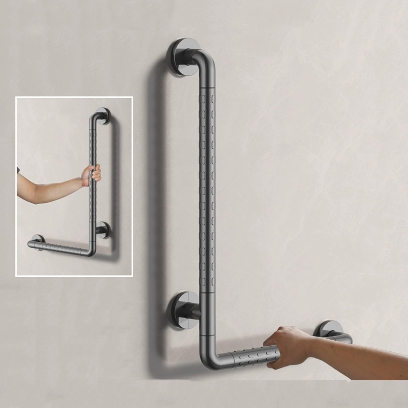 Braccioli Di Sicurezza For Doccia A Forma Di L, Corrimano For Il Bagno In Acciaio Inossidabile, Maniglioni For WC For Anziani(45x45cm)