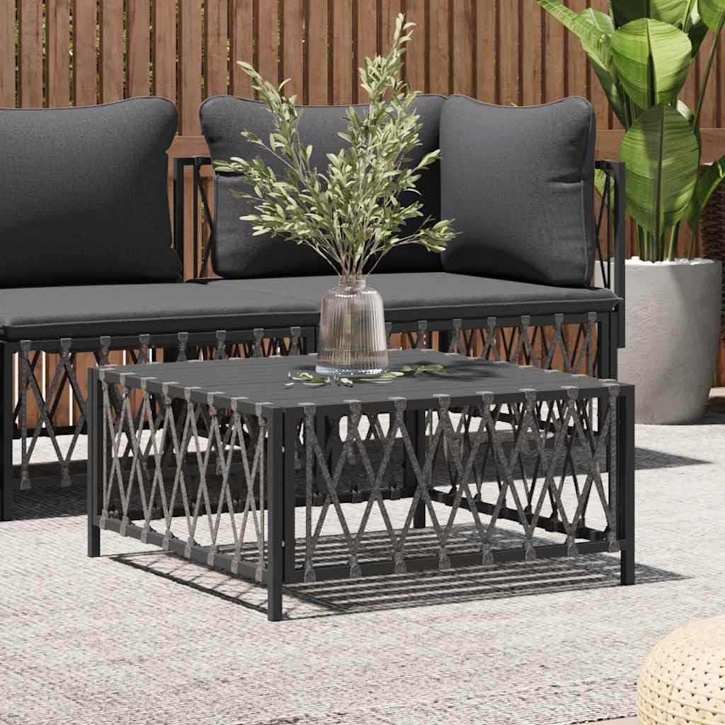 Outdoor Patio Table Anthracite 27.6x27.6x13.4 Inches Woven Fabric Coffee Table with Steel Frame for Garden, Balcony, Terrace Furniture Set