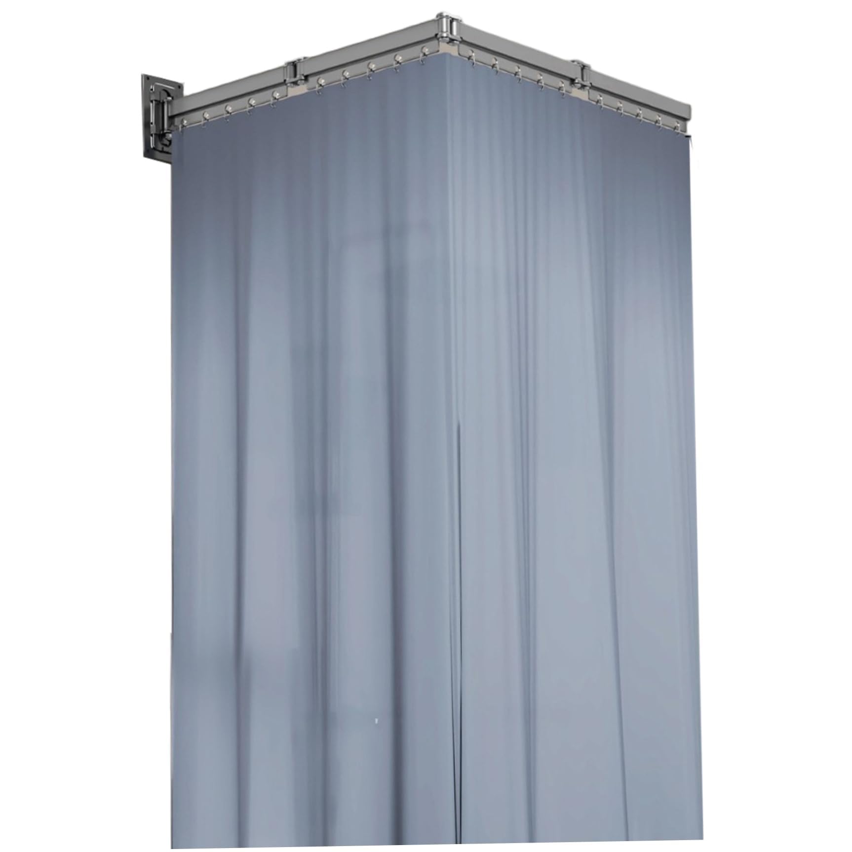 Retractable Shower Curtain with Adjustable Rail and Laundry Rack for Corner Bathtub - Space-Saving Design