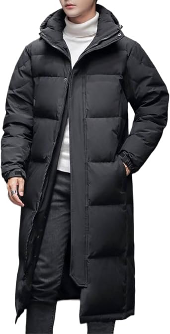 Maiyifu-GJ Mens Winter Long Coats Hooded Puffer Jacket Windproof Thicken Warm Down Jackets Padded Parka Outerwear Windbreaker