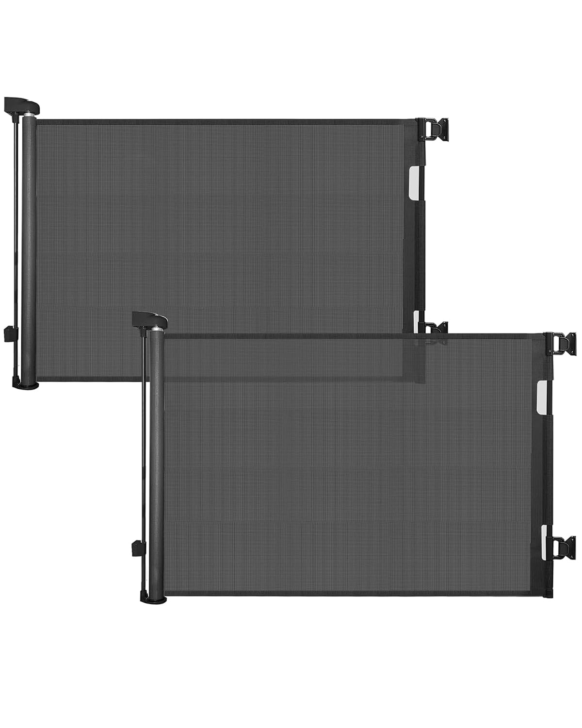 (2 Pack) Retractable Baby Gate for Doorways and Stairs, Mesh Safety Gate for Pet, Indoor & Outdoor Use, One-Hand Operation, Easy Installation, 33.6" Tall, Expands to 55" Wide?Black,33.6"x55" 33x55 Inch(2 Pack) Black