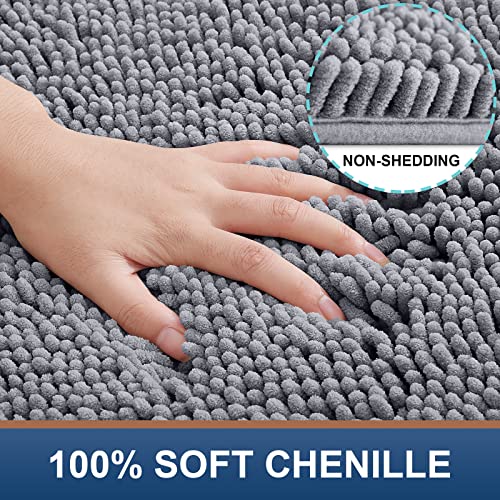 Smiry Chenille U-Shaped Toilet Bathroom Rugs, Soft Absorbent Non-Slip Contoured Rugs, Machine Washable Contour Bath Mats For Bathroom Toilet, 20" X 24", Grey #TOP2