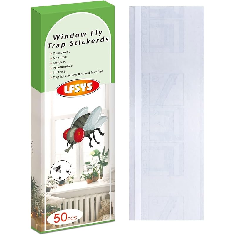 LFSYS 50 Pack Window Fly Trap, Fruit Fly Traps for Indoors, Fly Paper Sticky Strips, Fly Traps for Indoors Clear